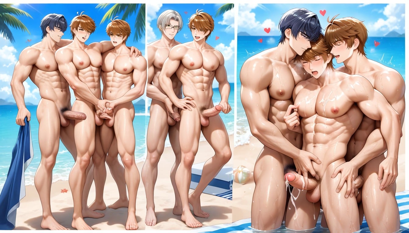 Beach, Normal Anatomy, Panting AI Gay Porn