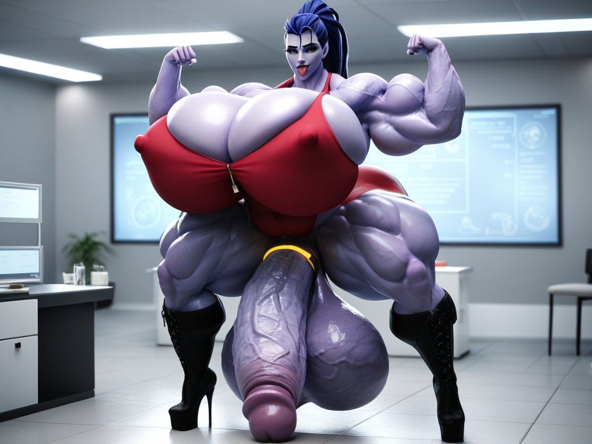 Hyper Massive Penis, Hypermuscular, Platform High Heel Boots Shemale AI Porn