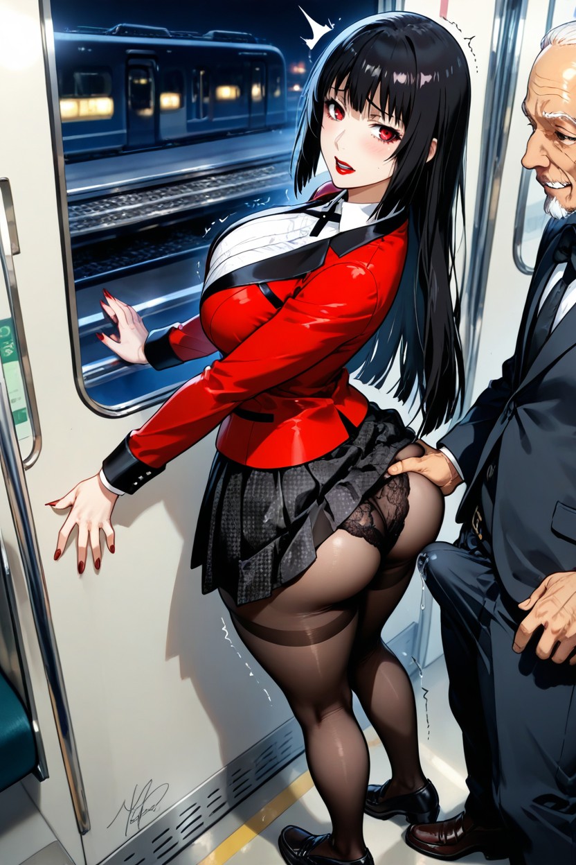 Long Straight Black Hair, Buttjob, A Black Bow Tie Hentai AI Porn