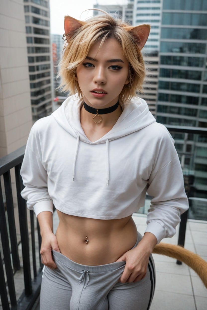Japanese, Big Blue Eyes, Blonde Hair AI Porn