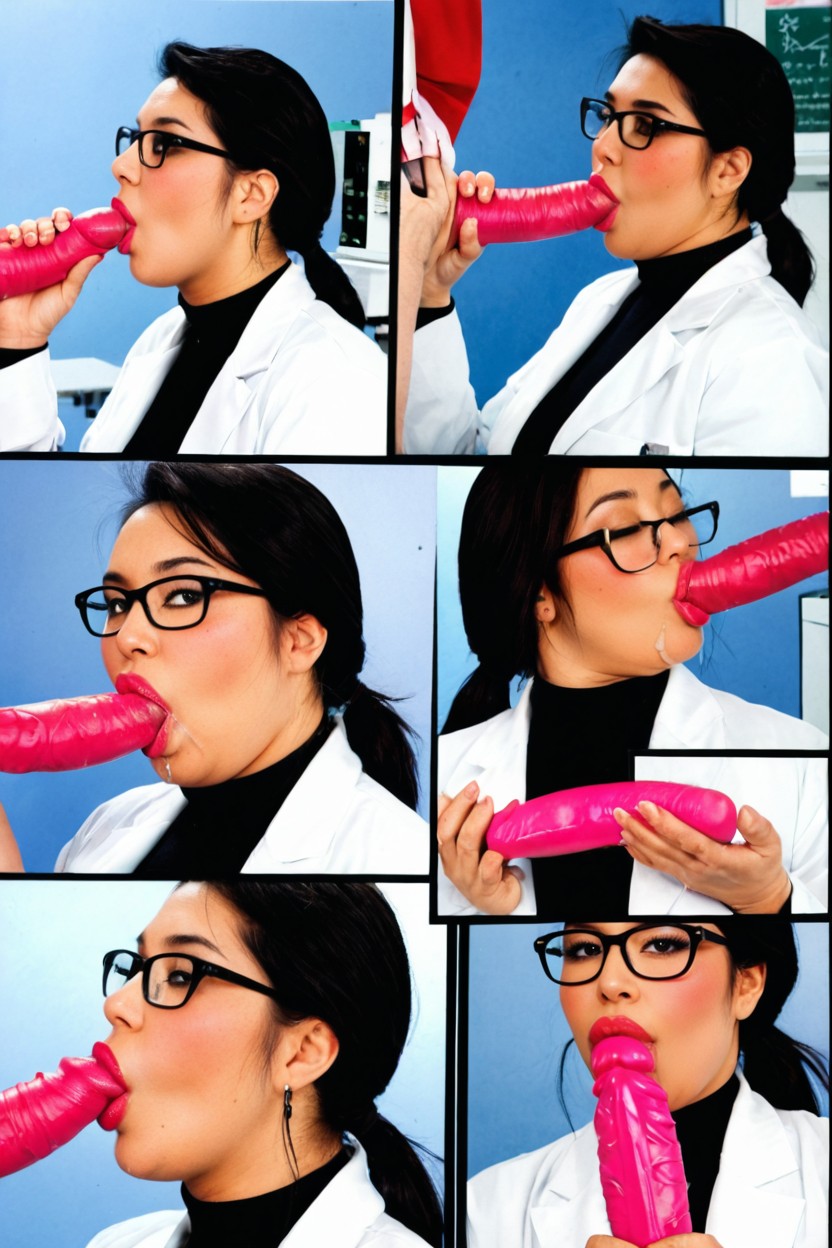 Heartfelt Blowjob, Close Up, Wearing Lab Coat BBW AI Porn