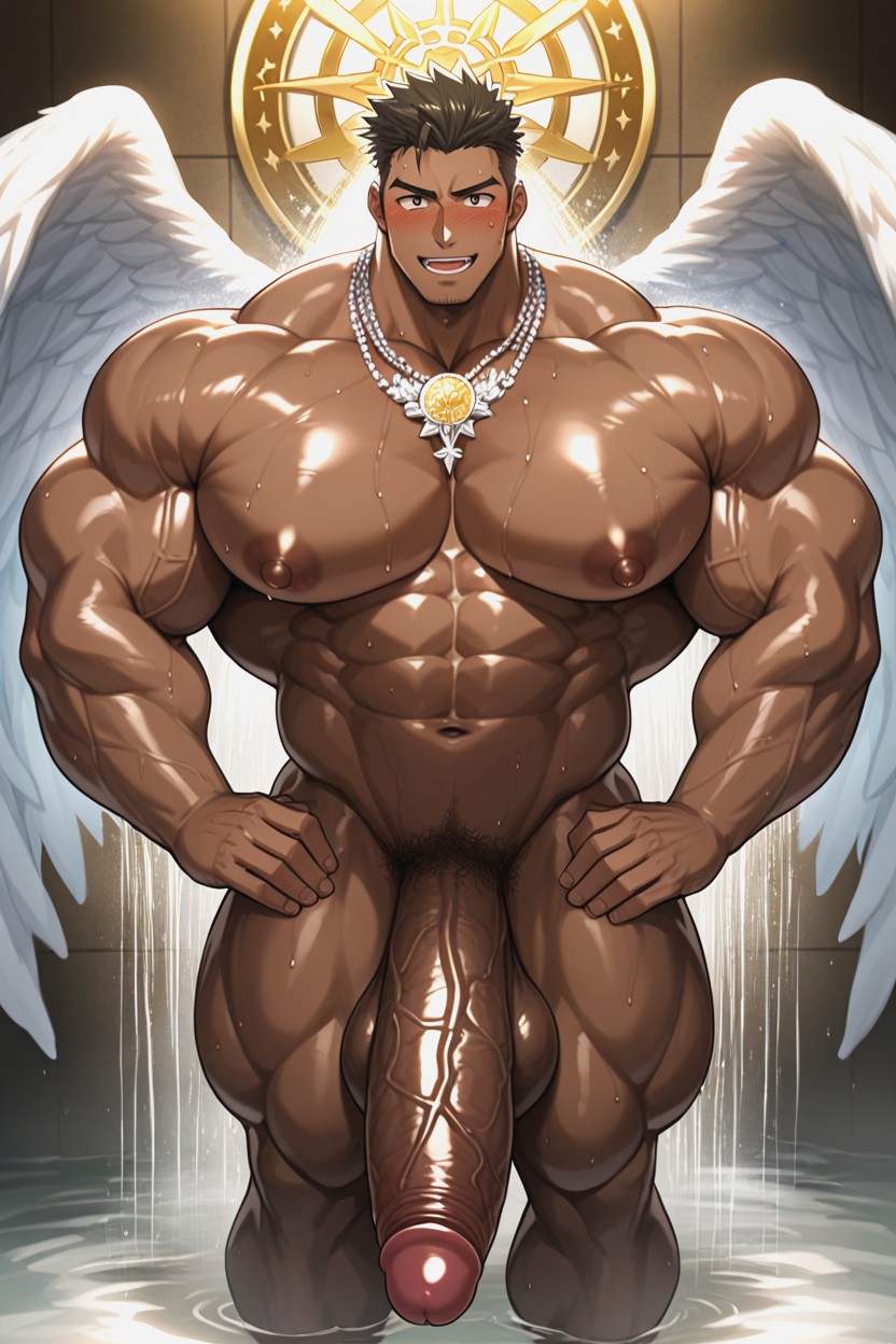 Cock Bigger Than Body, Necklace, Oiled Cock AI Gay Porn