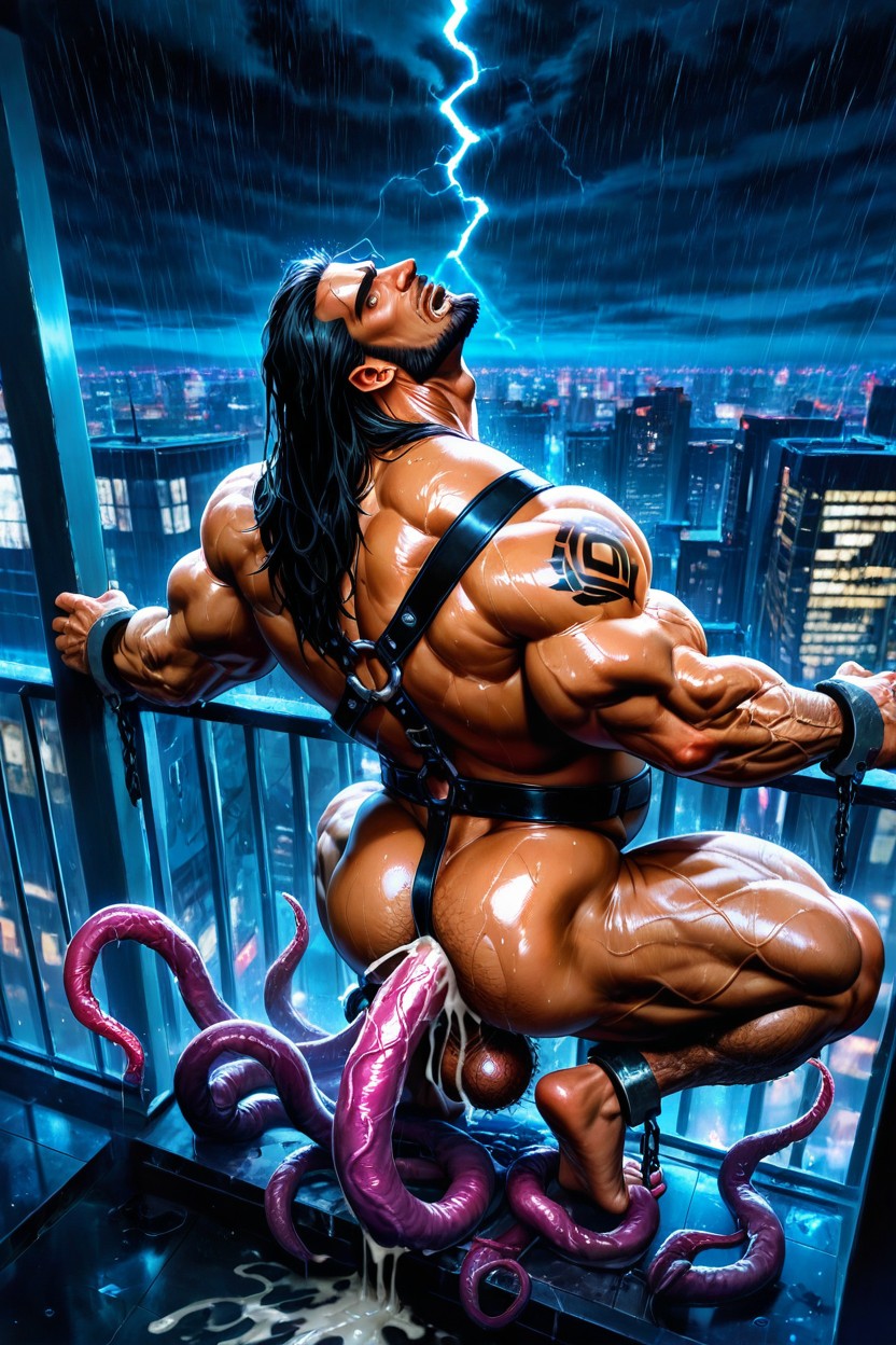 Big Adam's Apple, Muscular Ass, Hyper Detailed Balls AI Gay Porn