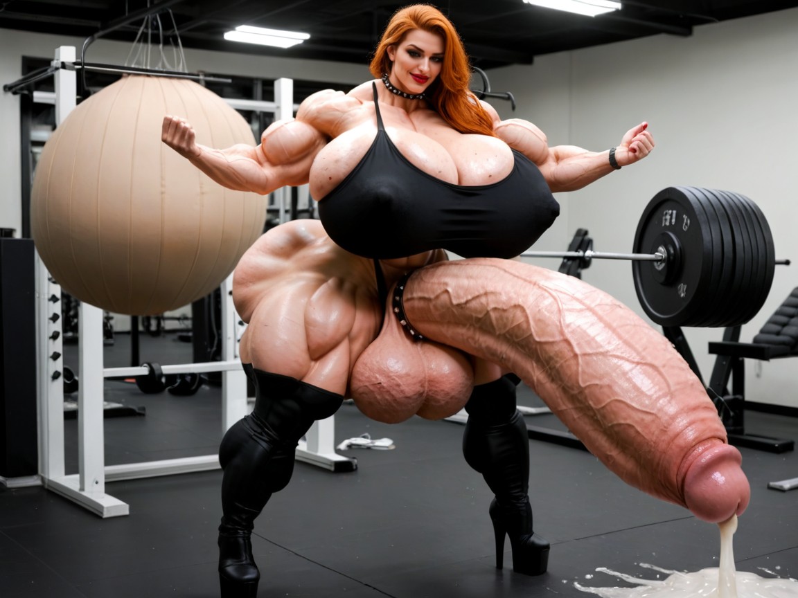 Gigantic Cock, Tight Cleavage, Thick Hips Wider Than Shoulders Porno IA transsexuelle
