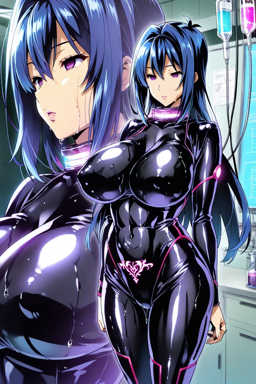 Wet Body, Crotch Tattoo, Glowing Tech Collar Hentai AI Porn