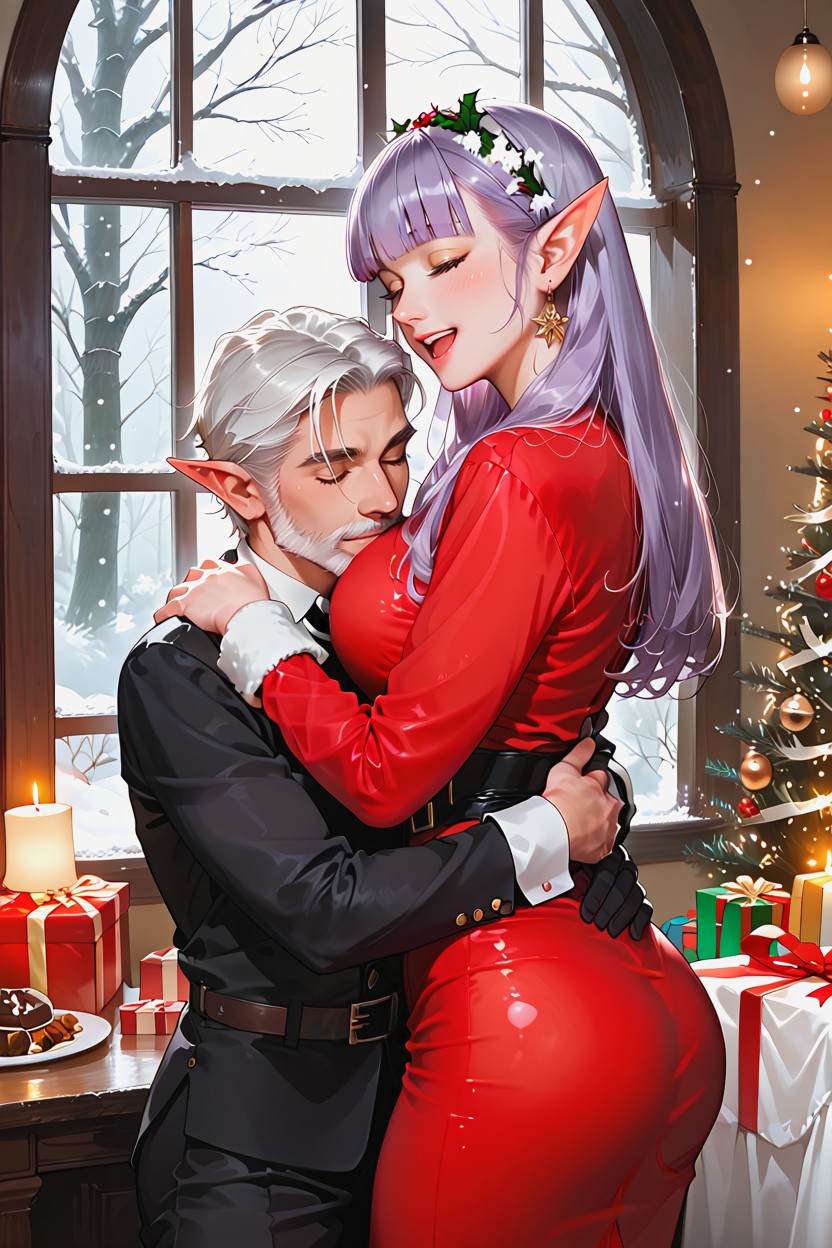 18+, Their Bodies Are Pressed Closely Together From Behind, Rich Velvet And Fur Details Hentai AI Porn