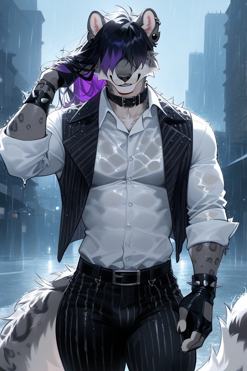 Raining, Spotted Fur, Wet Clothes Porno IA Furry