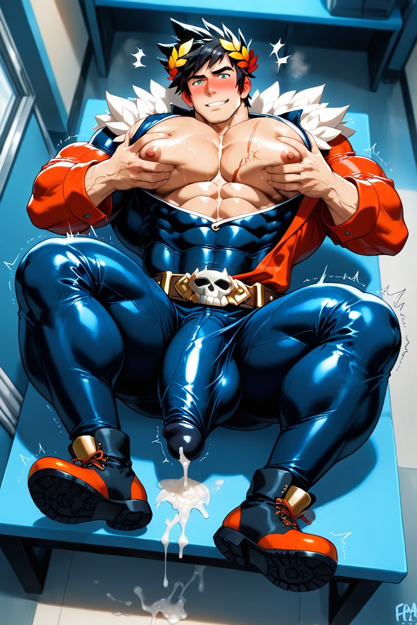 Solo, Hands Grabbing Pecs, Rim Lighting Porno IA Gay