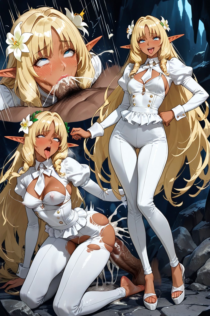 Hyper Tall Woman, Deepthroat, Hair Flowers Hentai AI Porn