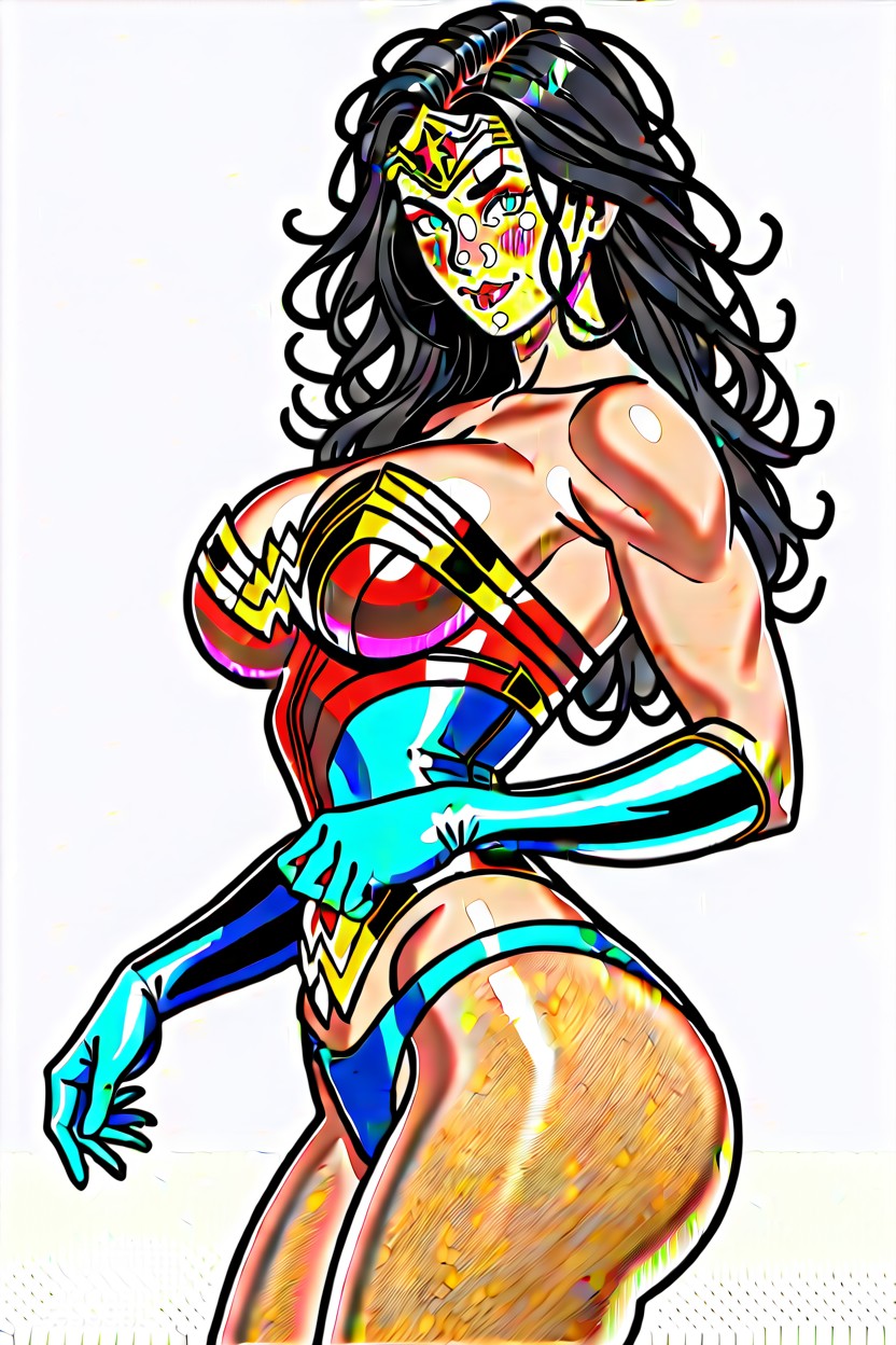 Long Thighs, Round Hips, Wonder Woman Corset AI Porn