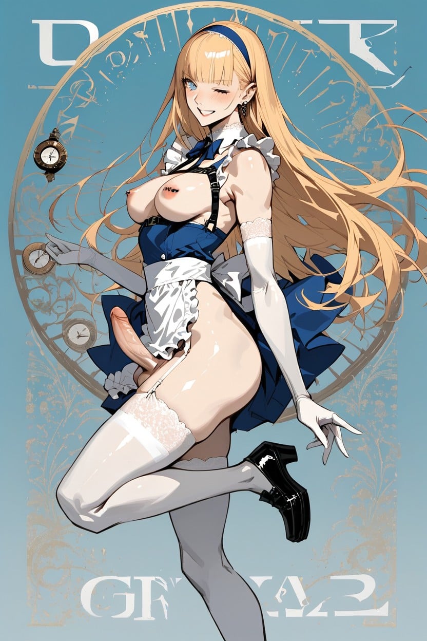One Knee Bent Up, Side View, Floating Stuffed Rabbit Hentai AI Porn