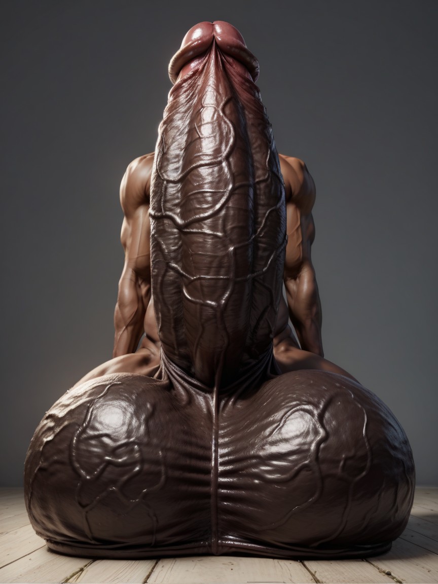 Mushroomshaped Cock, Close Up Of A Flaccid Penis With Enormous Veiny Testicles, Femboy Porno IA Gay