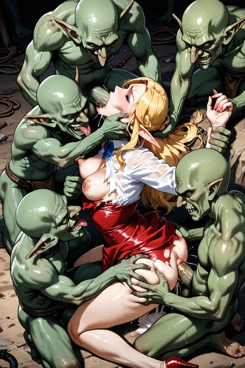Body Covered In Impossibly Loads Semen, Scratch Lines, Side View AI Porn
