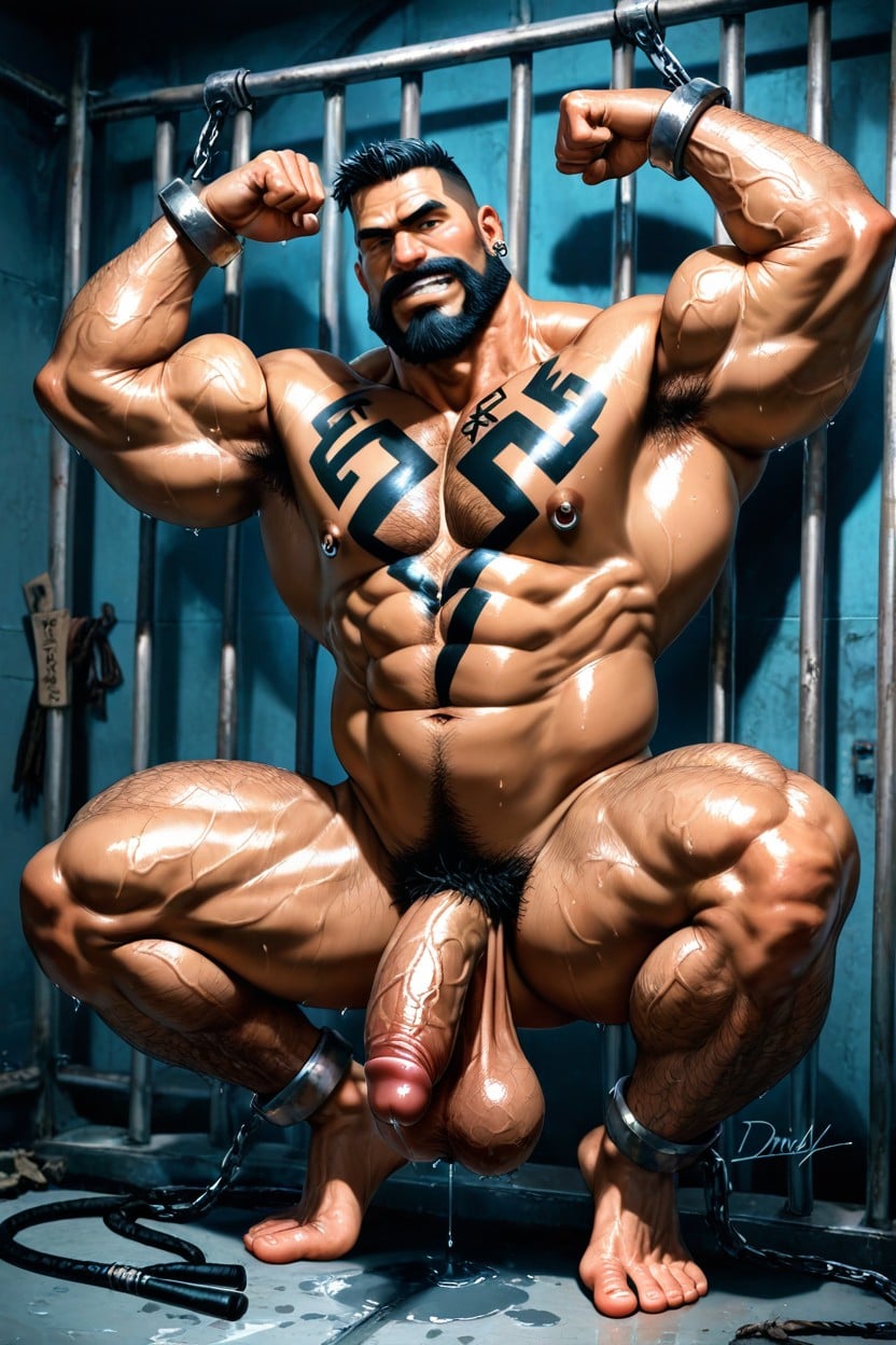 Bara, Shackles On Ankles, Spread Legs AI Gay Porn