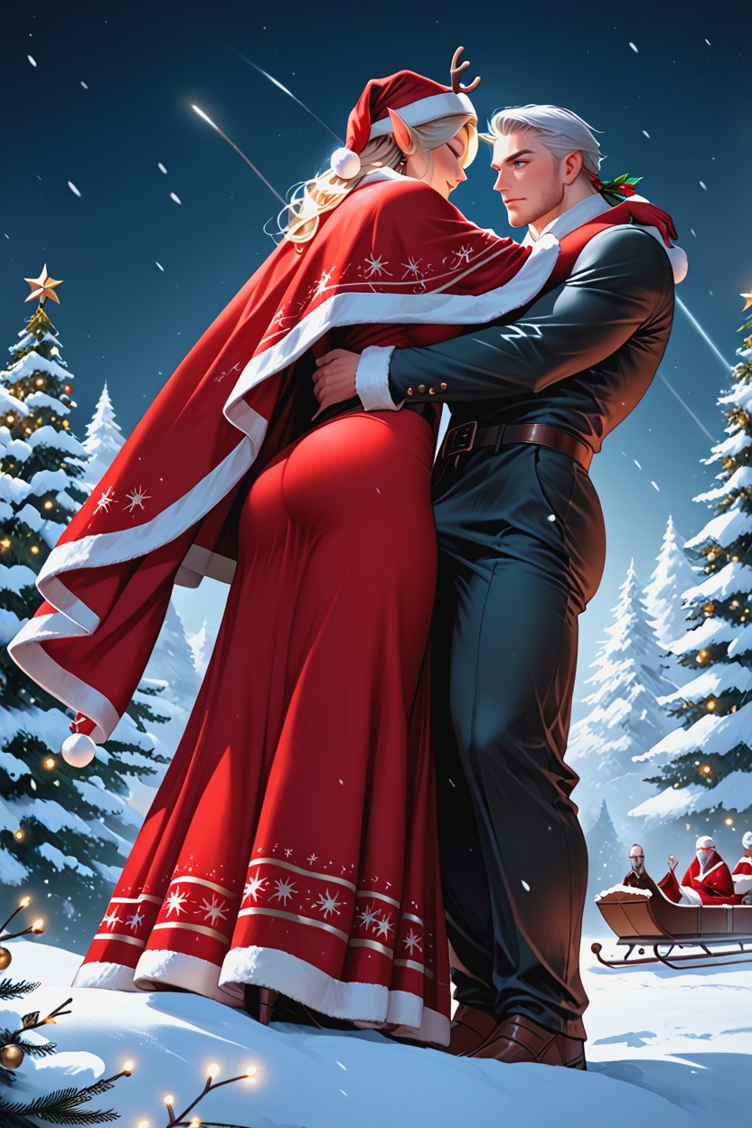 Santa Is Behind The Elf, K Resolution, Magical Realism Hentai AI Porn