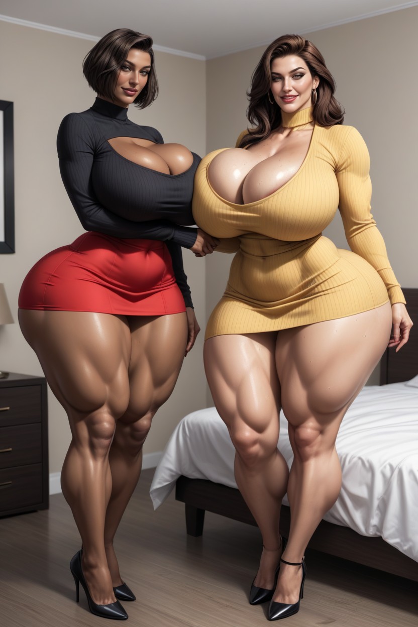 Extremely Large Ass, Horny, Natural Sagging Breasts AI Porn