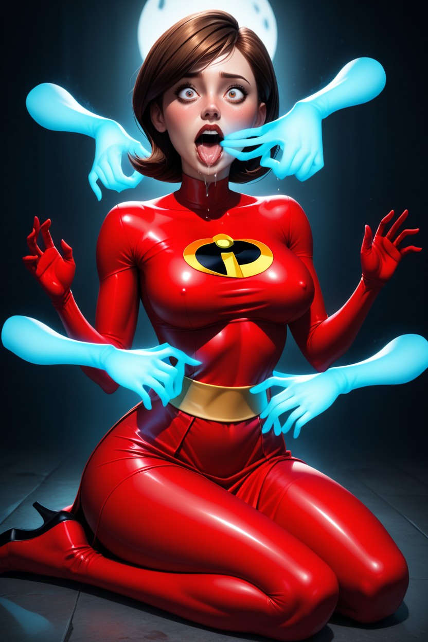 Shaking, In Chamber Of Horrors, Ghost Hands Rudely Groping Boobs Hentai AI Porn