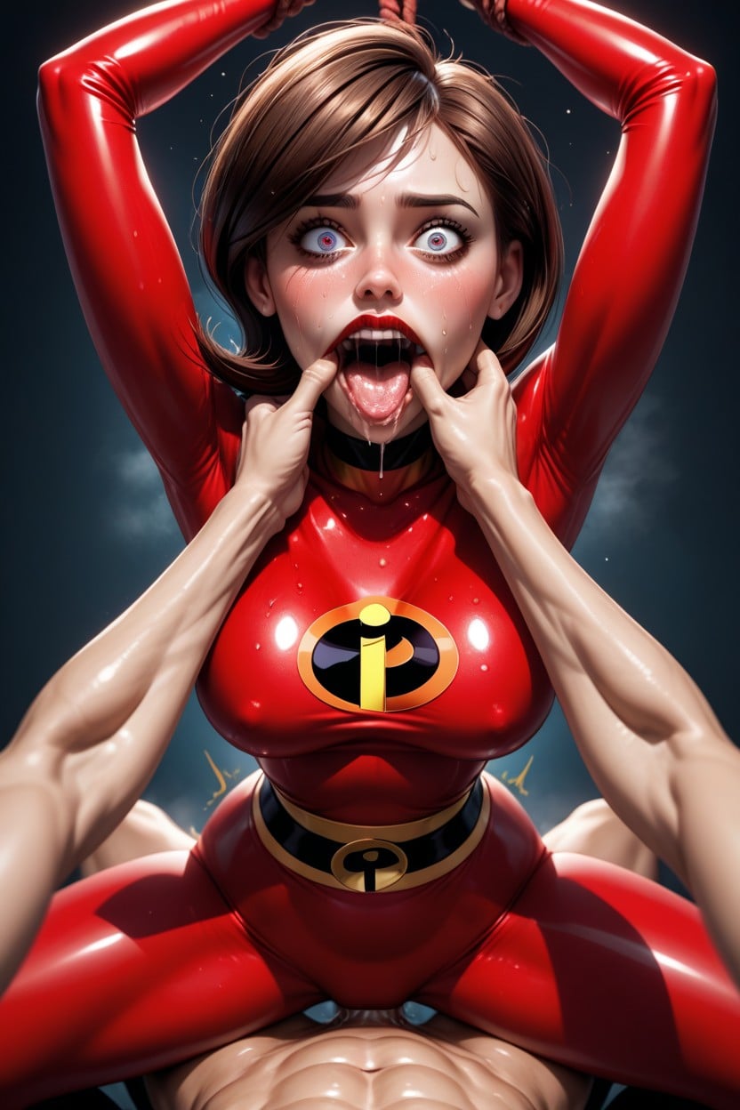 Wide Open Mouth, Sweat Drops, Perfect Body Hentai AI Porn