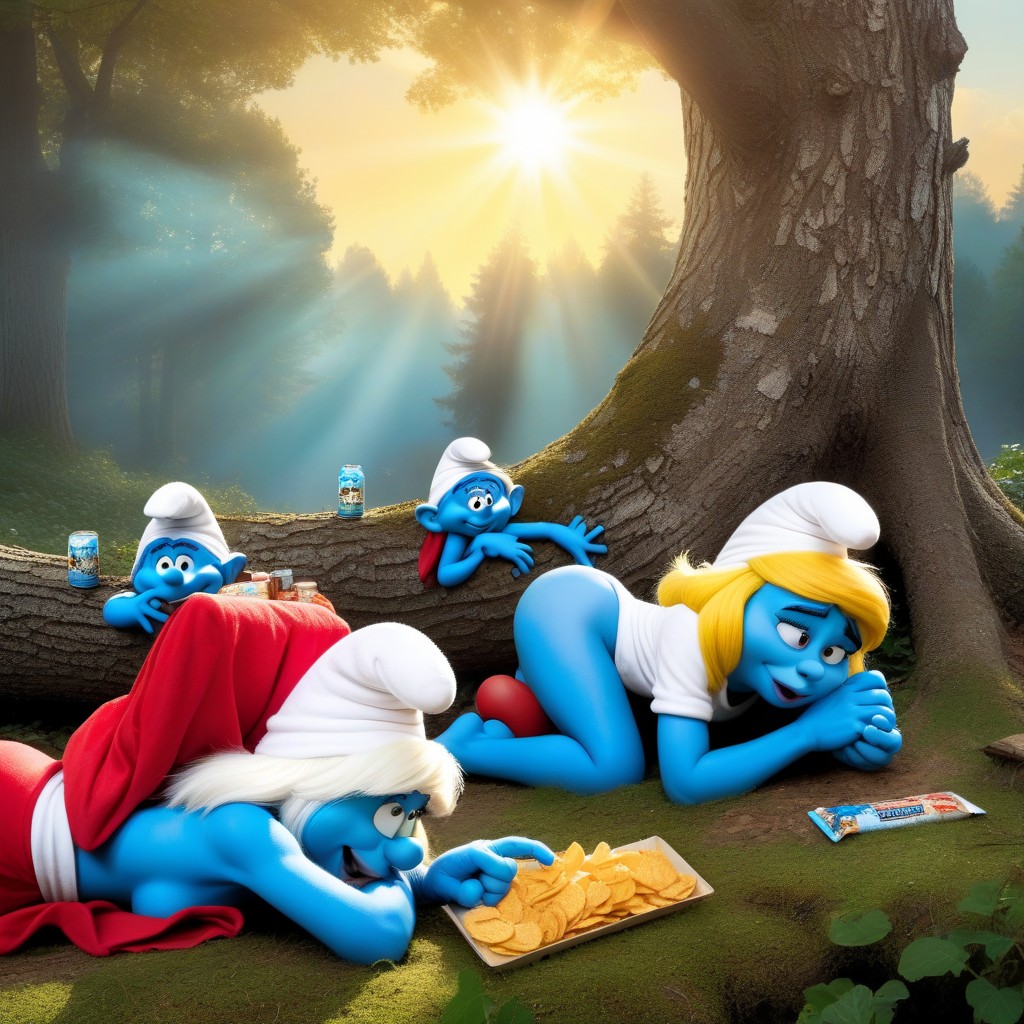Create The Smurfs Comic, Comic About After Party Image, Fairy Tale Artstyle AI Porn