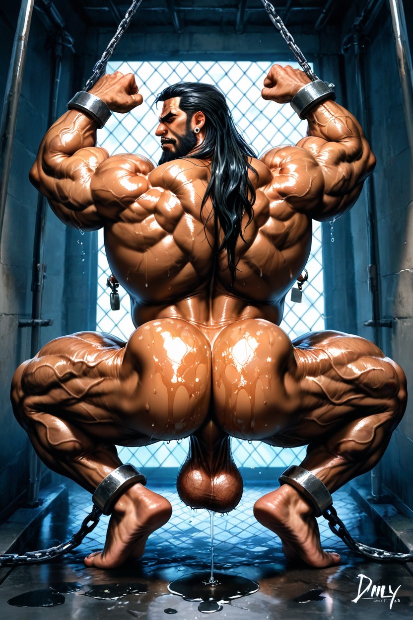 Spread Legs, Vascular Muscles, Hyper Detailed Balls Porno gay IA