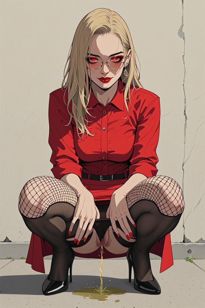 Beautiful Legs, Peeing Outdoor In Secluded Pace, Exaggerated Jet Of Pee Hentai AI Porn