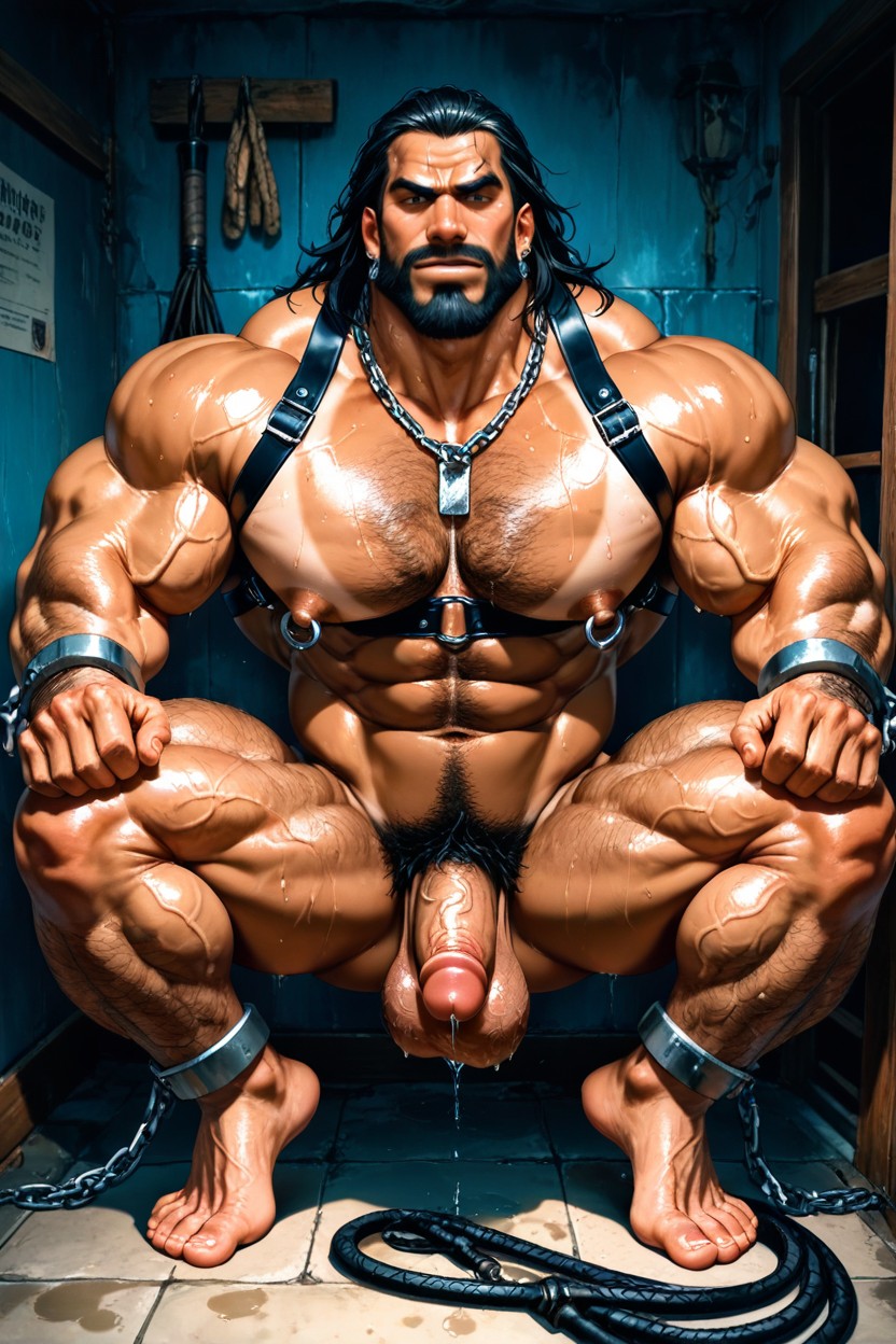 Exaggerated Balls, Wide Back, Side View AI Gay Porn