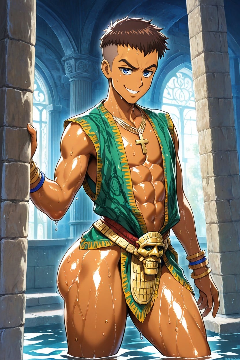 Abs, Shaved Hair, No Pants AI Gay Porn