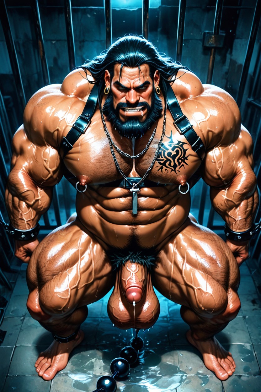 Hyper Muscular Body, Drooling, Sweaty Porno gay IA