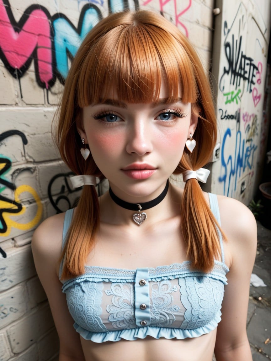 Fringe Bangs, Ghost White Skin, Bangs Hair AI Porn