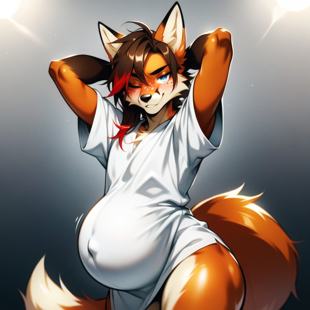Baggy Sleeves, Side Angle, Front View Furry AI Porn