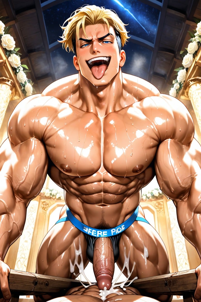 Male, Underneath View Of A Planking Character With Well-defined Muscles, Musclé Porno IA Gay
