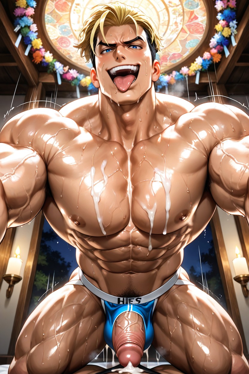 Musclé, Cum, Tirer La Langue Porno IA Gay
