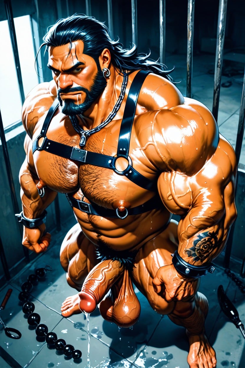 Exaggerated Balls, Vista Lateral, Harness Porno gay IA