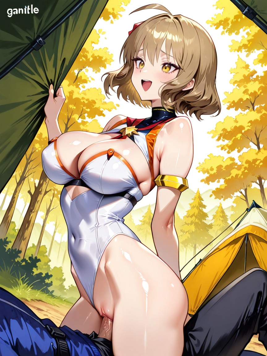 Side View, Detailed Eyes, Camping Tent Hentai AI Porn