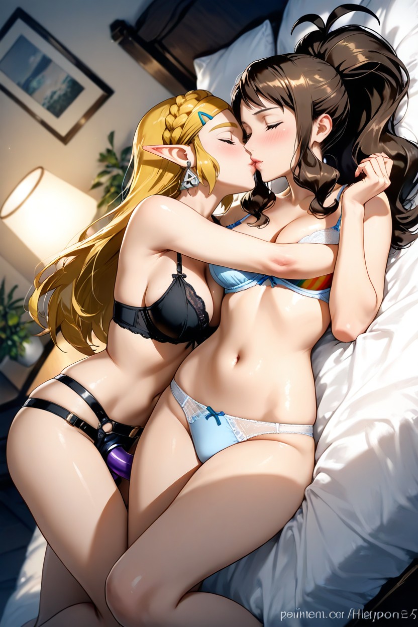 Rainbow Strapon, Dutch Angle Shot, Lesbians Hentai AI Porn
