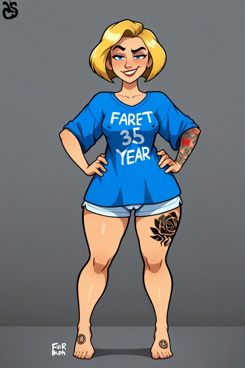 Cute, Tiptoes, Plain T-shirt Hentai AI Porn