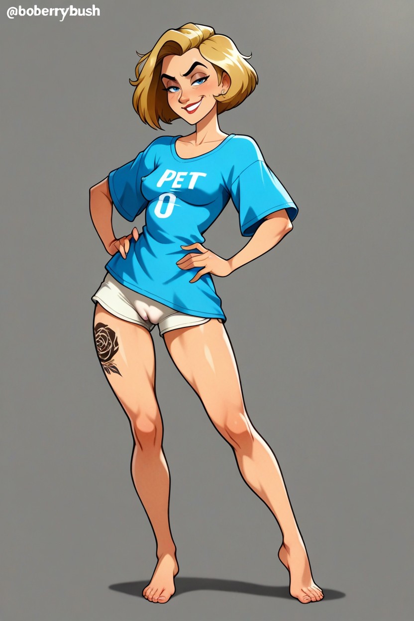 Malberrybush Art Style, Tiptoes, Waist Shot Hentai AI Porn