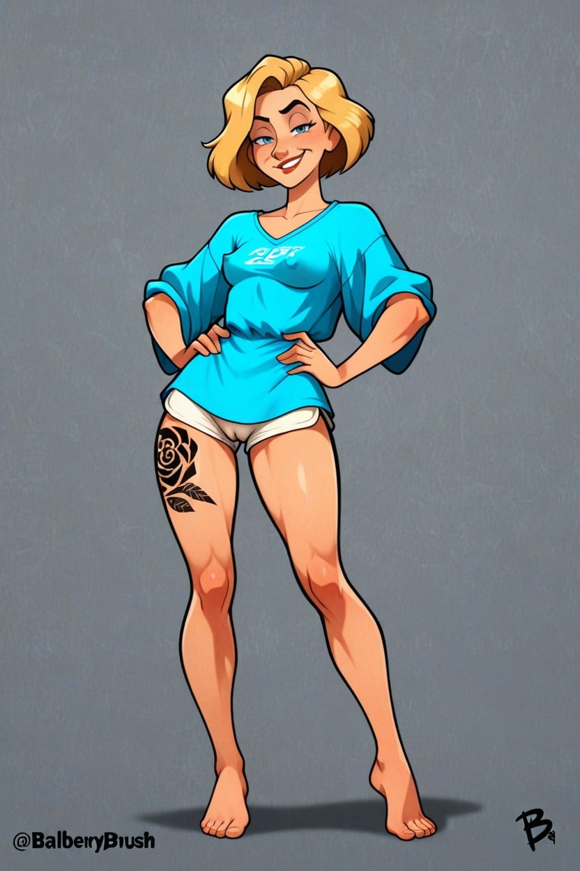 Blue Eyes, Xs Cartoon Feet, Waist Shot Hentai AI Porn