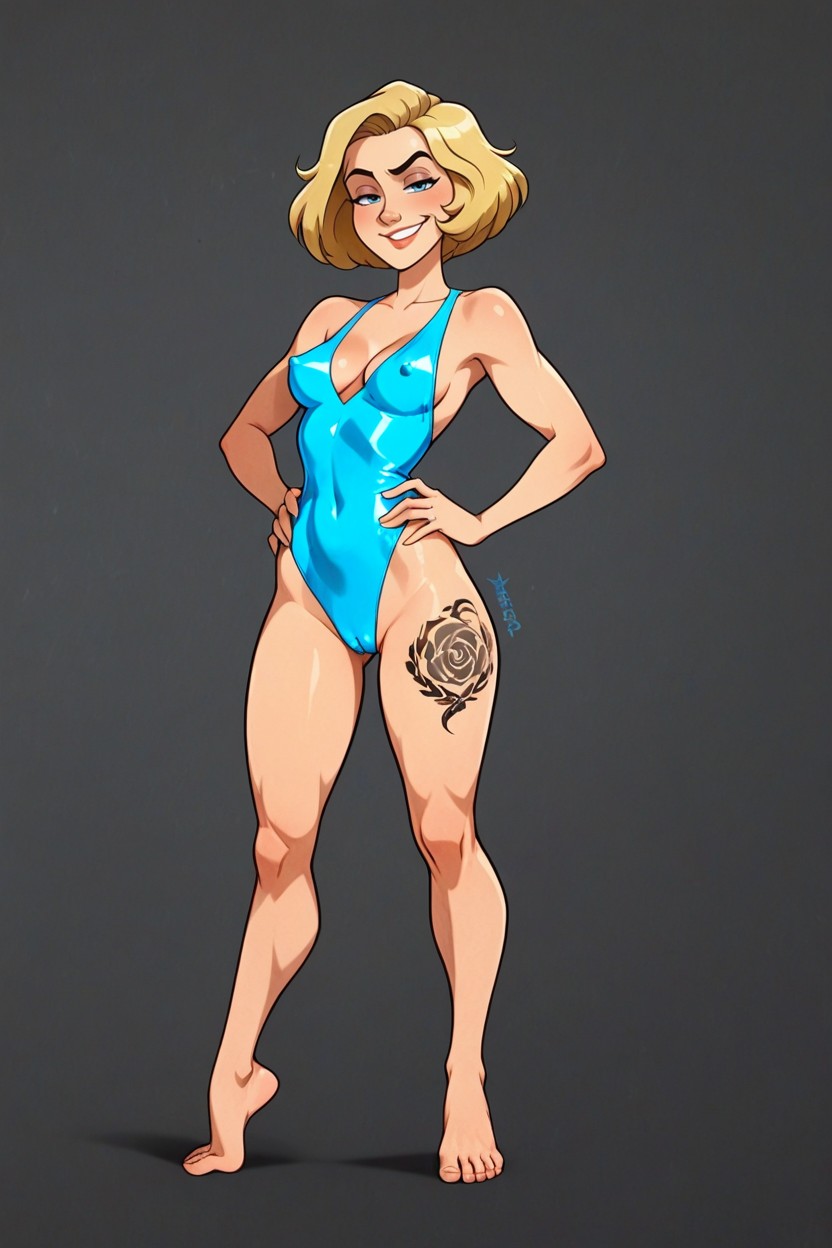 Erect Nipples, Blue Eyes, Tattoo On Top Right Foot Hentai AI Porn