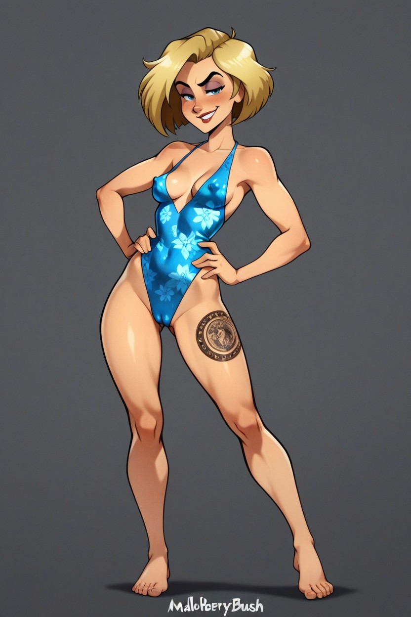 Cute, Legs Apart, Round Shaped Head Hentai AI Porn