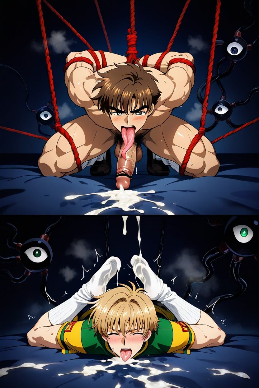 Red Rope Tied Around His Arms And Legs, Red Football Uniform, Giant Floating Eyeball Licking Syaoran Li Socks Porno gay IA