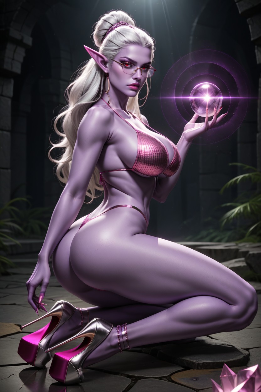 White Hair, Black Eyeliner, Thick Lips AI Porn