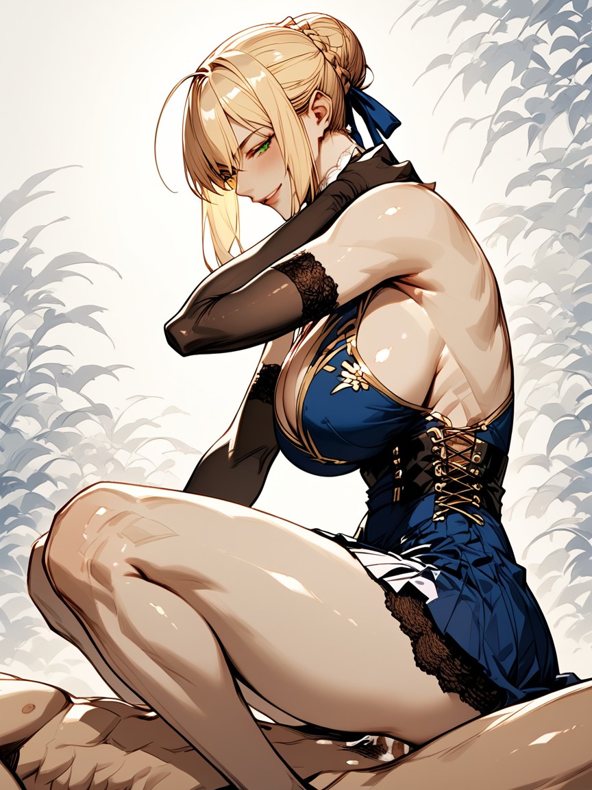 Blonde Hair, Cleavage Expressive Eyes, Perfect Figure Hentai AI Porn