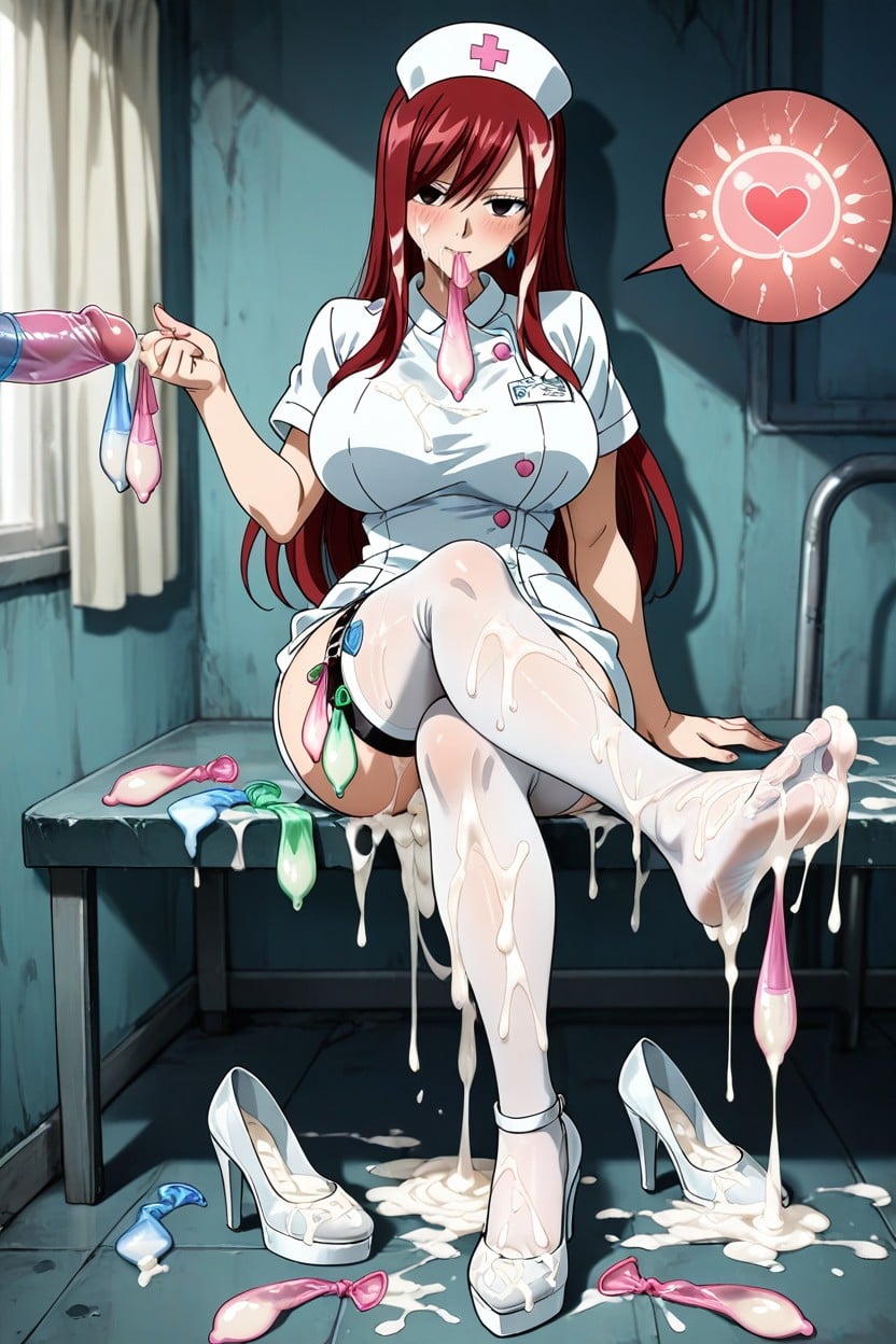 Semen On High Heels, Poniéndose Condón, Cum On Body Hentai IA