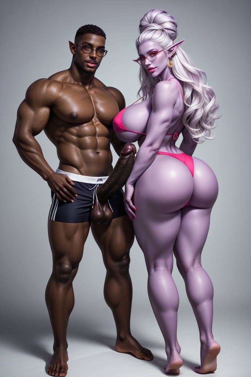 Only Black Males, Sitting Down Legs Spread, Standing In Front Of Pink Crystal AI Porn