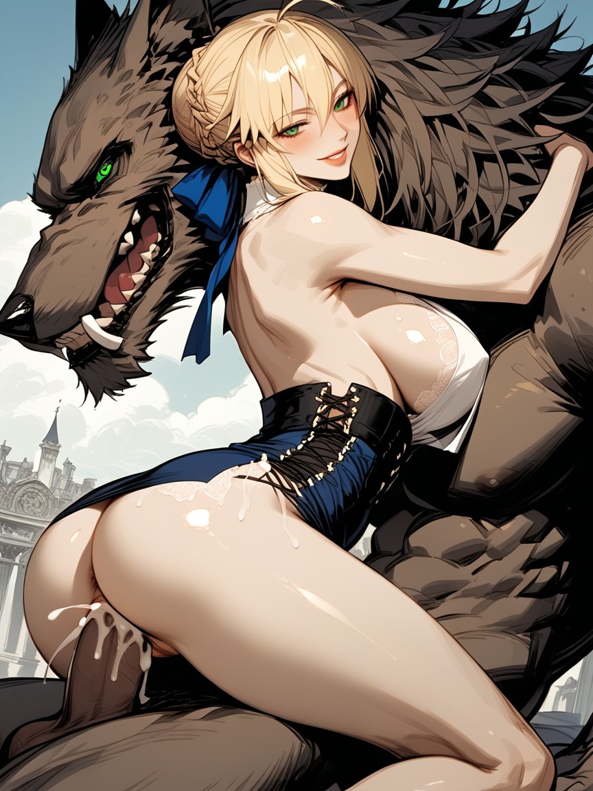 Blonde Hair, Palace, Detailed Face Hentai AI Porn