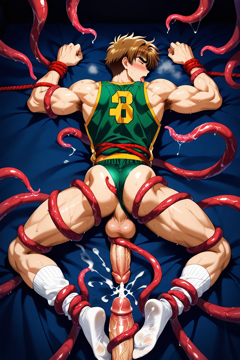 Kuromaru Multiple Hands Caressing His Socks, Long White Slouch Socks, Moaning AI Gay Porn