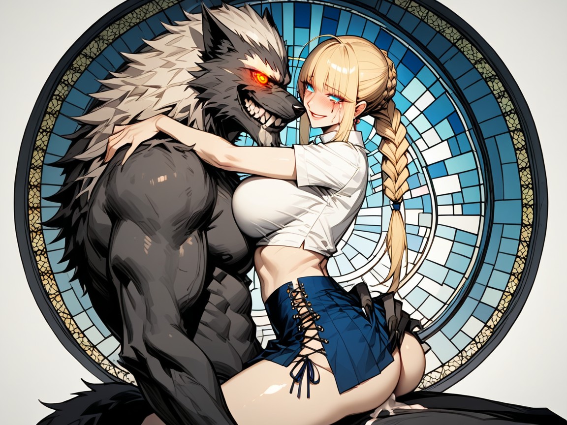 Looking Back At Viewer, Cum Dripping From Face Onto Breasts, Glowing Eyes Hentai AI Porn