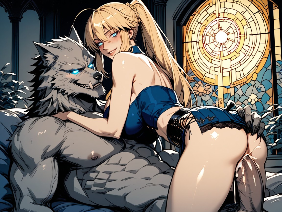 Palace, Excessive Cum On Face, Very Tight Blue Skirt Hentai AI Porn