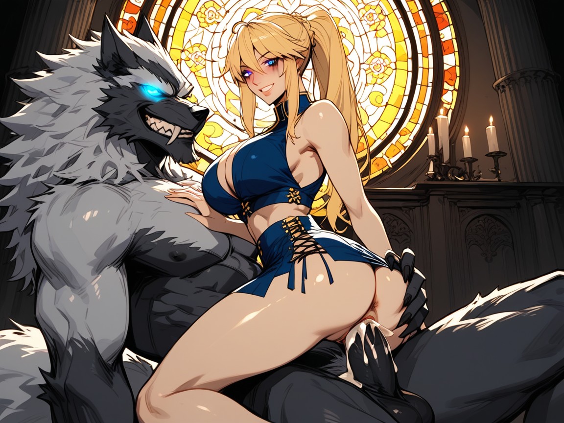 Perfect Figure, Arms Around Werewolf, Gigantic Perfect Boobs Hentai AI Porn